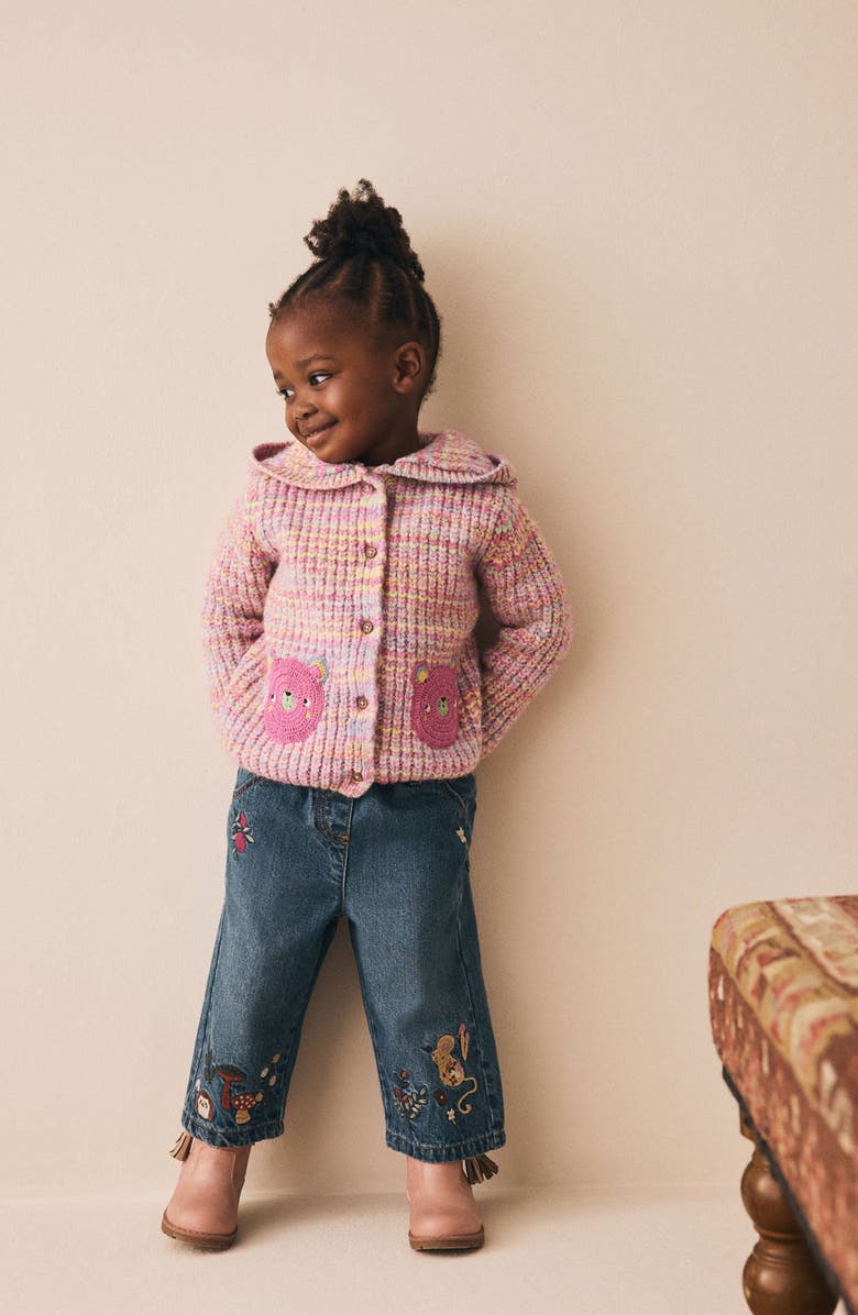 NEXT Kids' Bear Pocket Hooded Cardigan, Alternate, color, Pink
