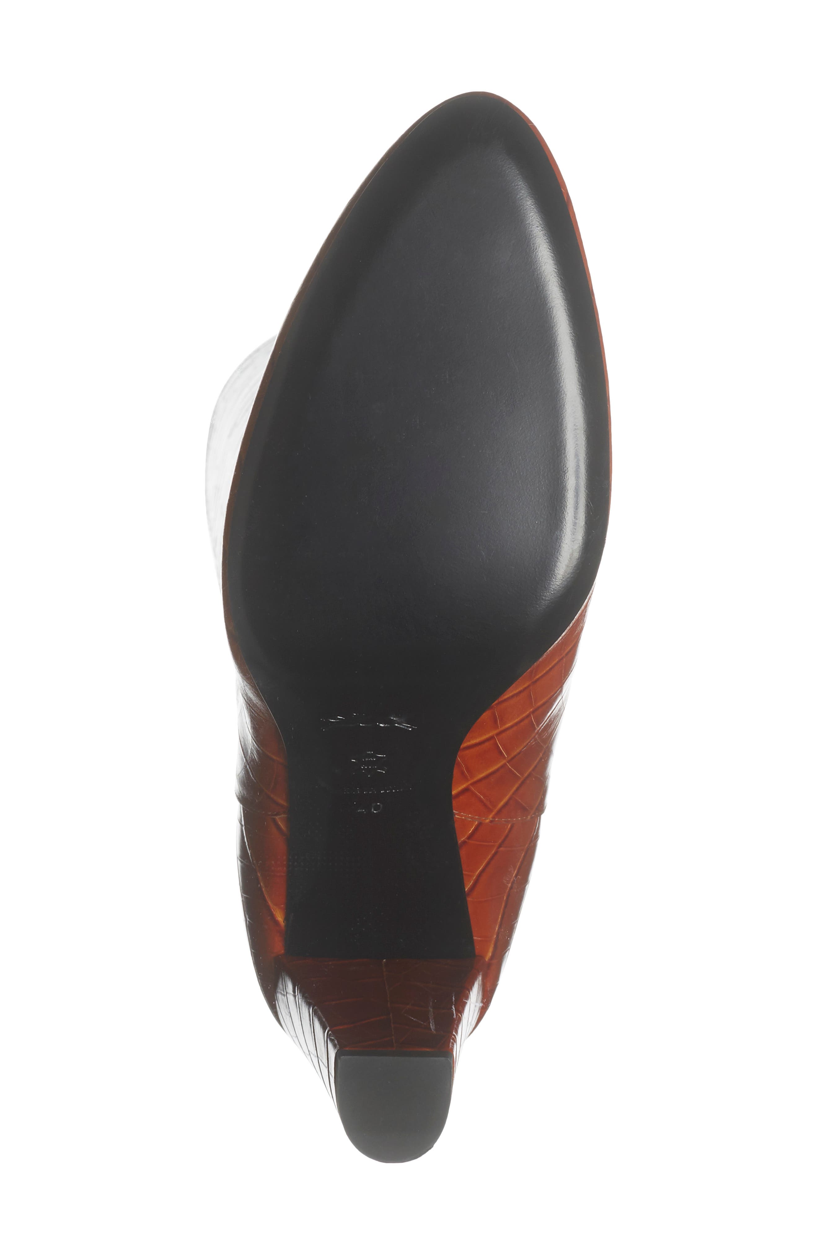 Longchamp Cros Embossed Leather Knee High Boot, Alternate, color, Cognac