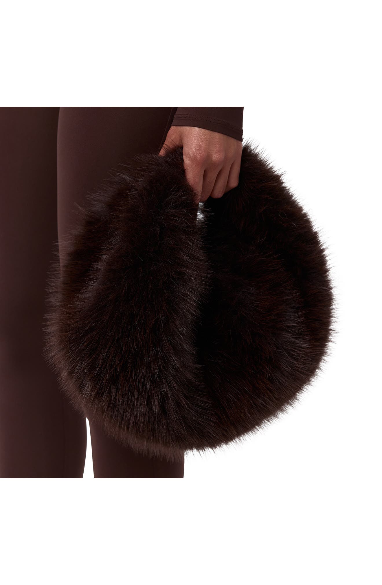Naked Wardrobe Mini Faux Fur Bag, Alternate, color, Dark Chocolate