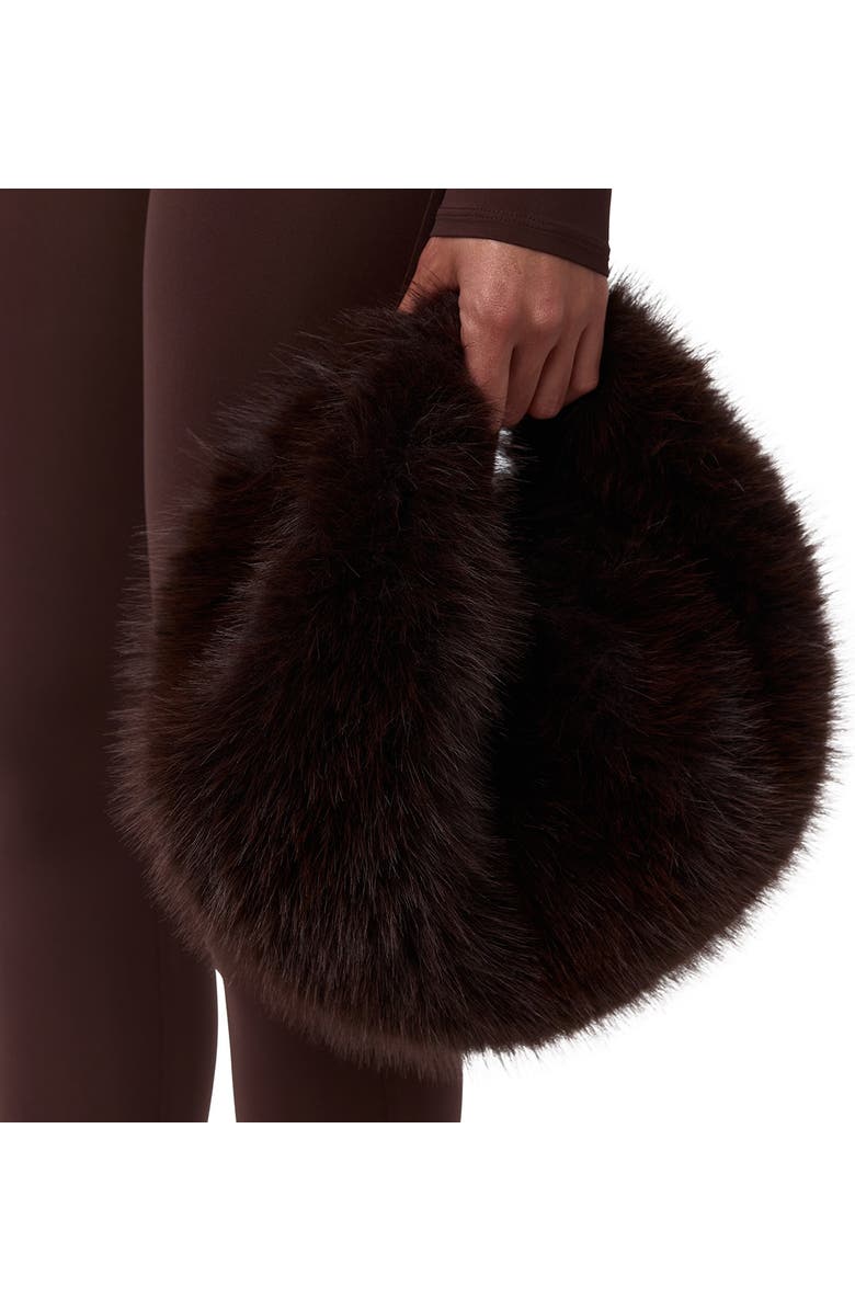 Naked Wardrobe Mini Faux Fur Bag, Alternate, color, Dark Chocolate