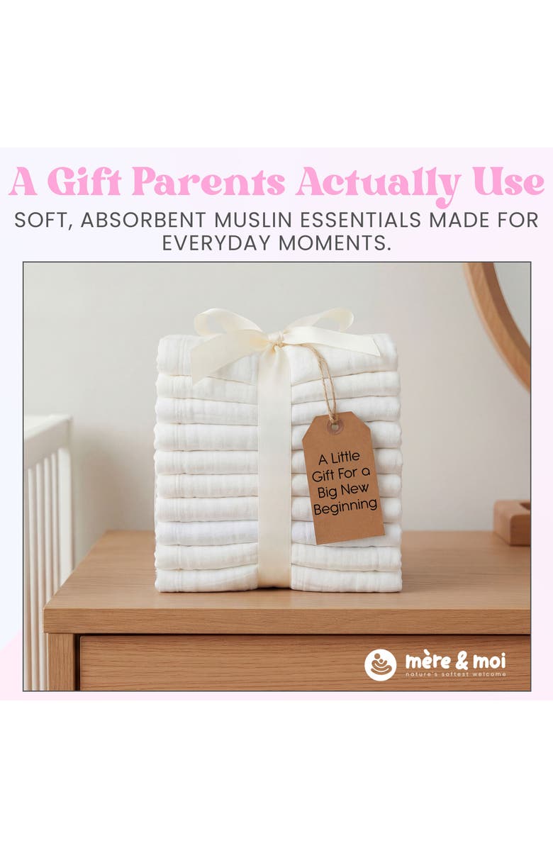 Mère & Moi Muslin Burp Cloths, Alternate, color, White