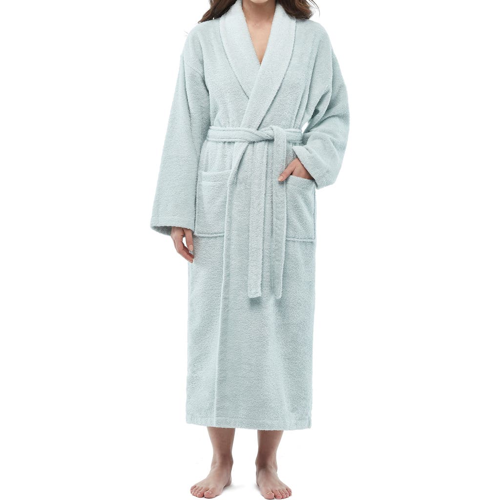 Arus Shawl Collar Turkish Terry Cotton Bathrobe For Women In Green