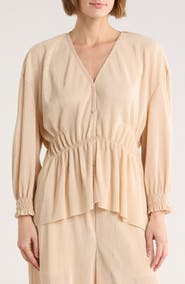 Gemma + Jane High-Low Plissé Charmeuse Top