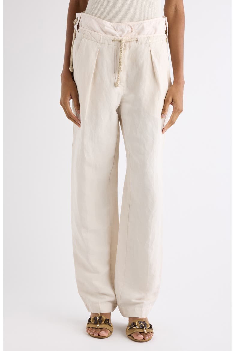 Sharon Linen & Silk Straight Leg Pants, Main, color, ECRU