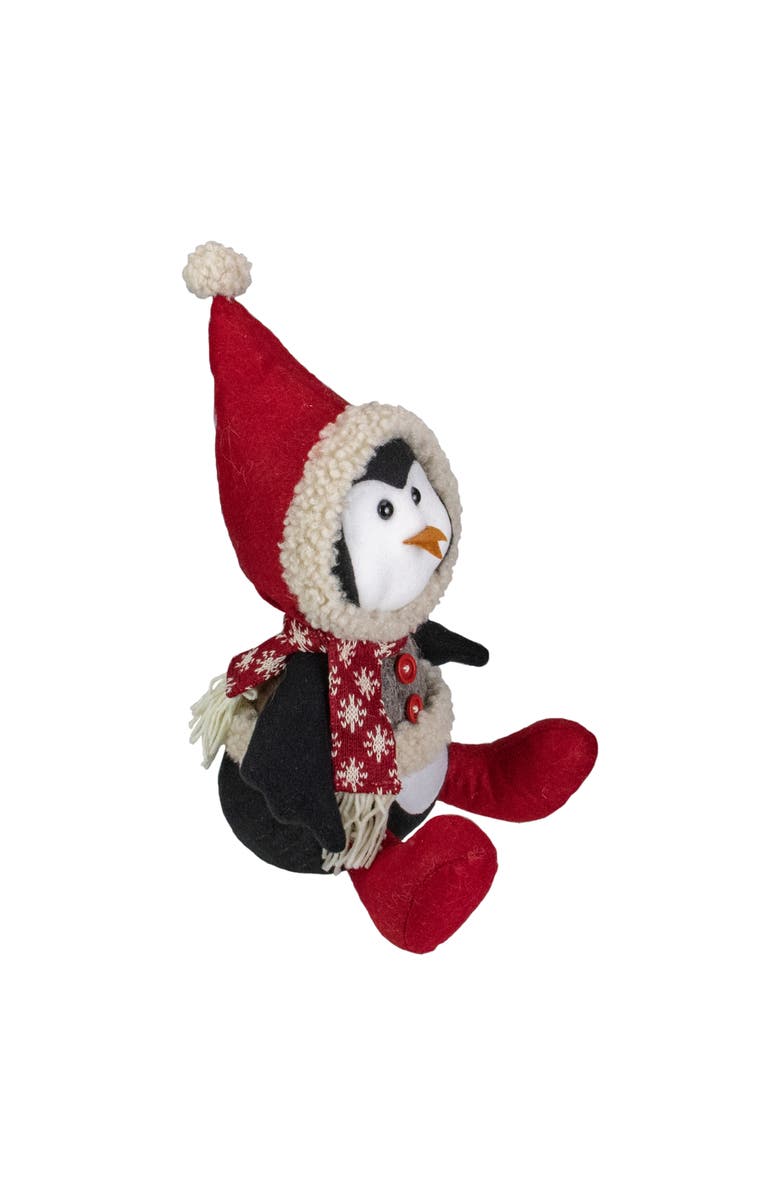 Northlight Sitting Winter Penguin Christmas Figure - 15" Red, White, and Black, Alternate, color, White