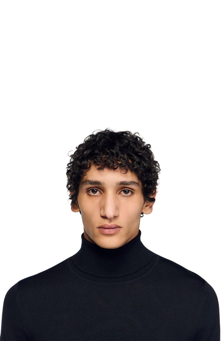SANDRO Turtleneck wool sweater, Alternate, color, Black