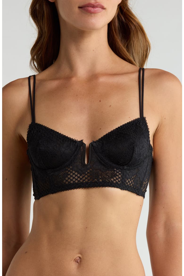 Intimately FP Graphic Edge Demi Longline Bra, Main, color, BLACK