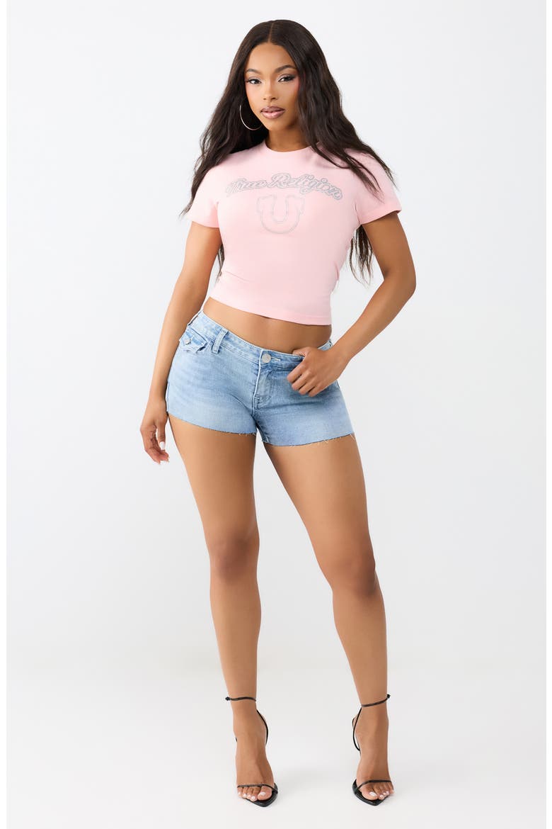 Joey Low Rise Flap Shorts, Alternate, color, LIGHT BLUE SUEDE WASH