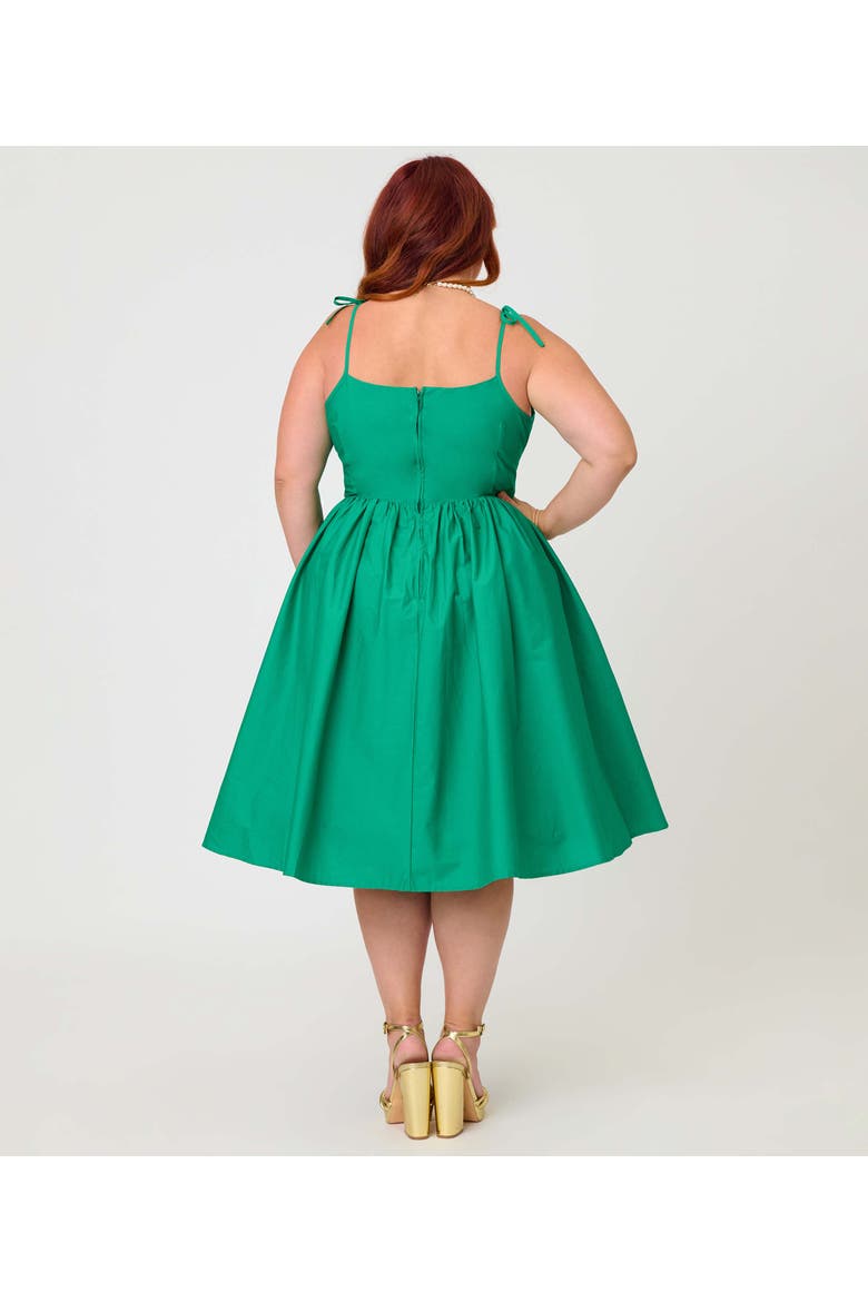 Plus Size 1950s Cotton Swing Dress, Alternate, color, Green Solid