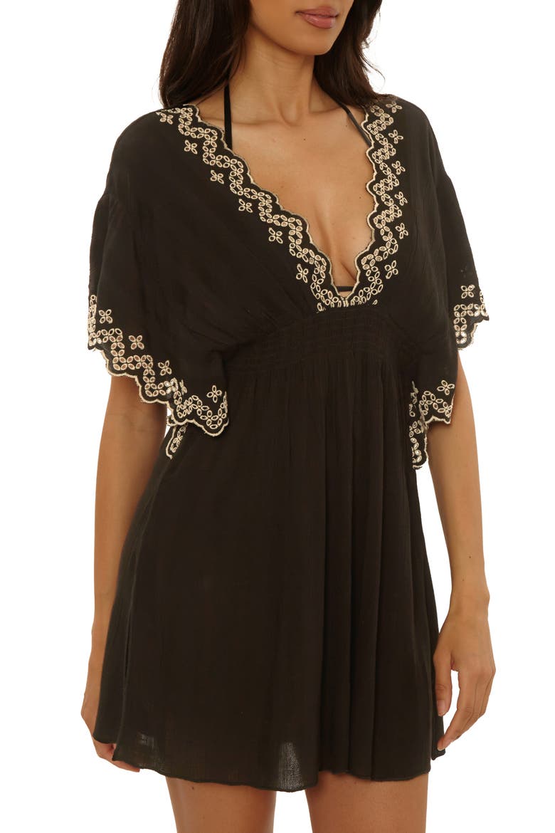 Barbados Eyelet Cover-Up Tunic, Alternate, color, BLACK/ TAN