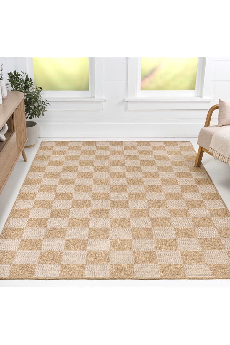 Mason Easy Jute Geometric Boho Checker Weave Indoor/Outdoor Area Rug, Alternate, color, Natural/Beige