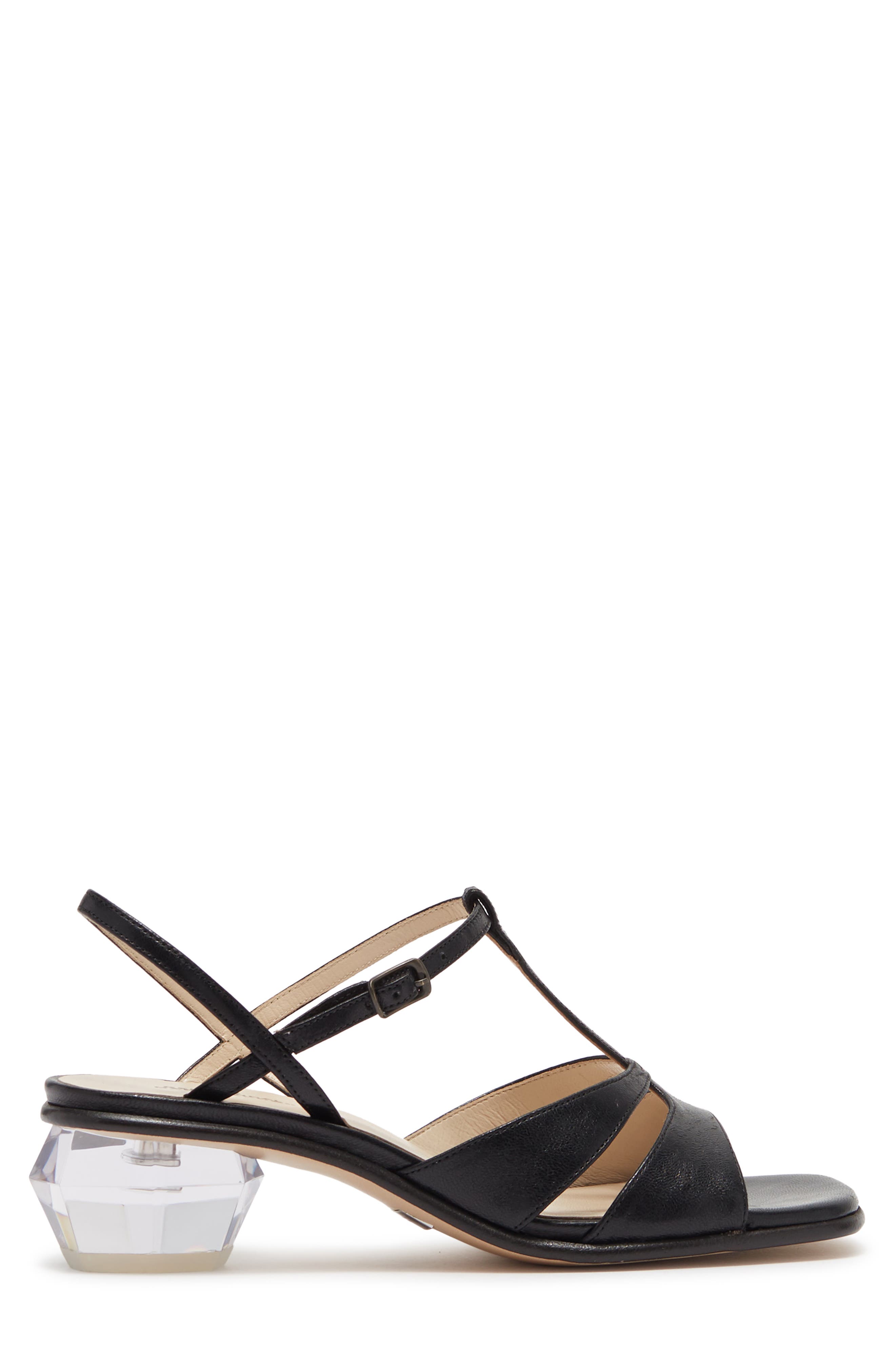 Marc Jacobs The Gem Heel Leather T-Strap Sandal, Alternate, color, 
