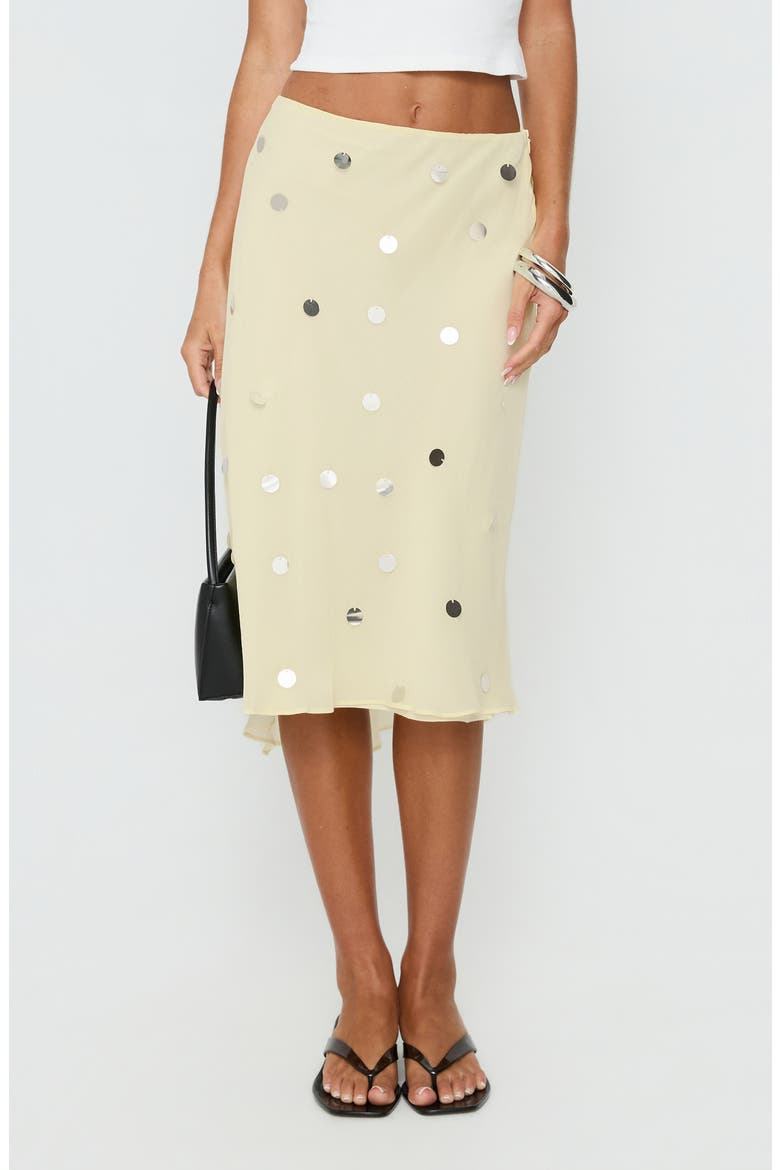 Kessiah Sequin Midi Skirt, Main, color, YELLOW