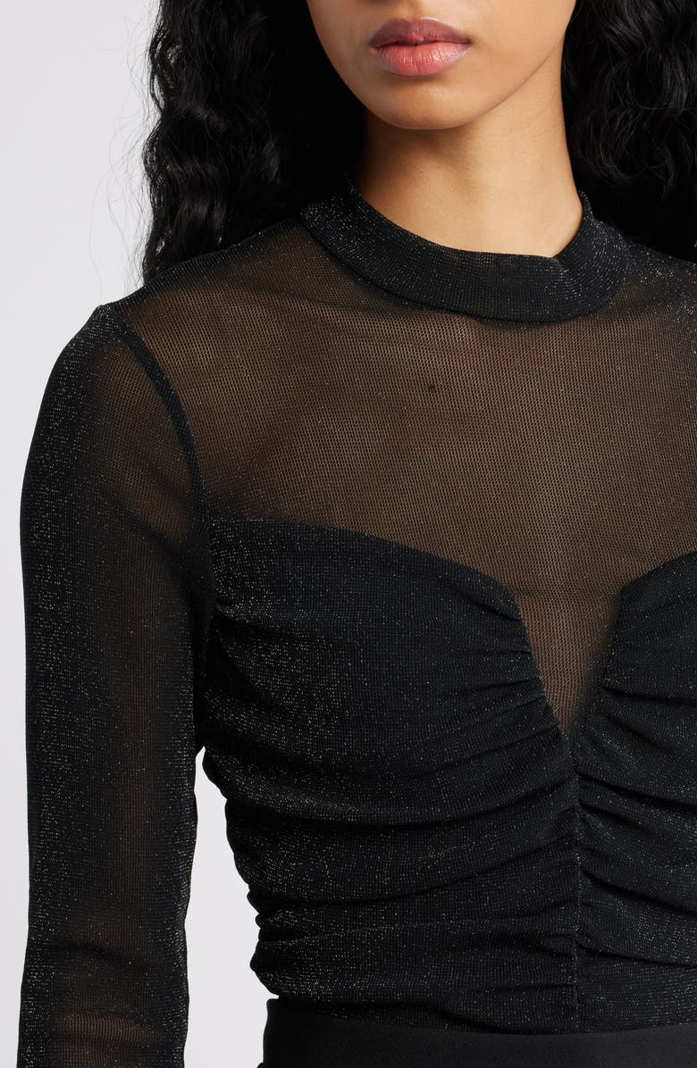 Black Halo Leonarda Mixed Media Romper, Alternate, color, Glistening Black