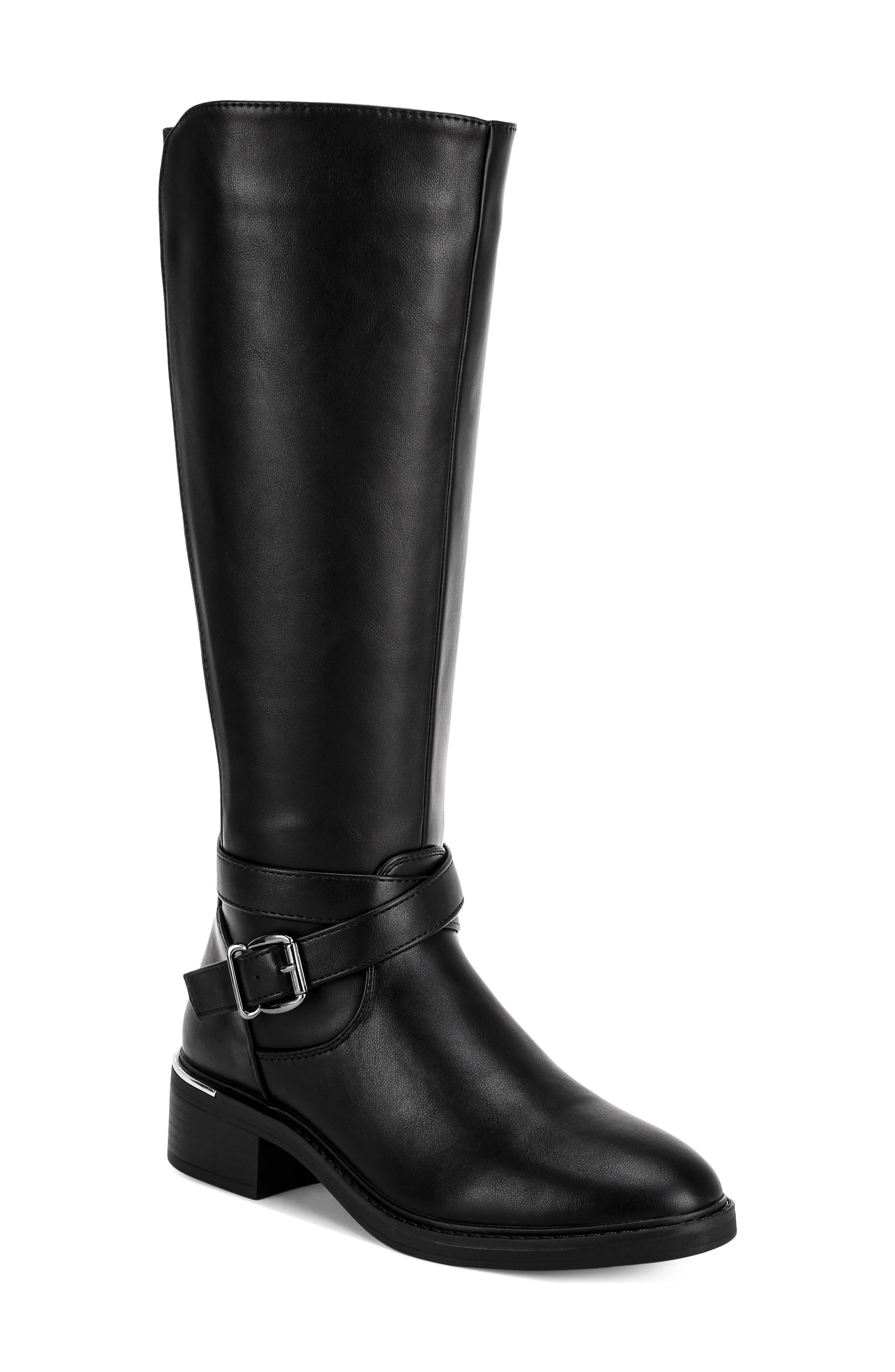 Basheba Leather Knee High Boot, Main, color, BLACK SMOOTH