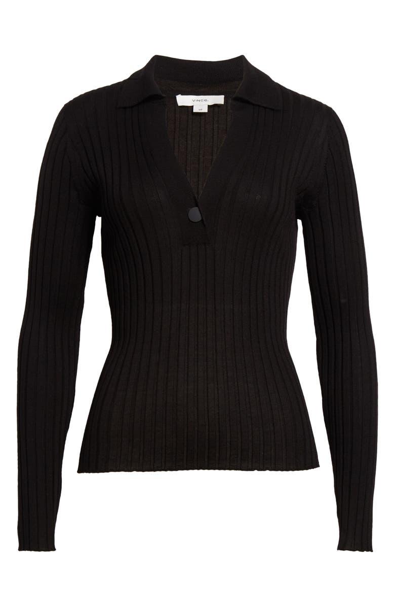 Vince Wool & Silk Blend Rib Polo Sweater, Alternate, color, 