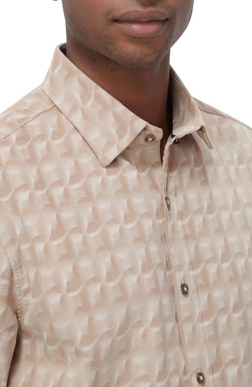 Bugatchi Karl Abstract Print Stretch Corduroy Button-up Shirt In Caramel