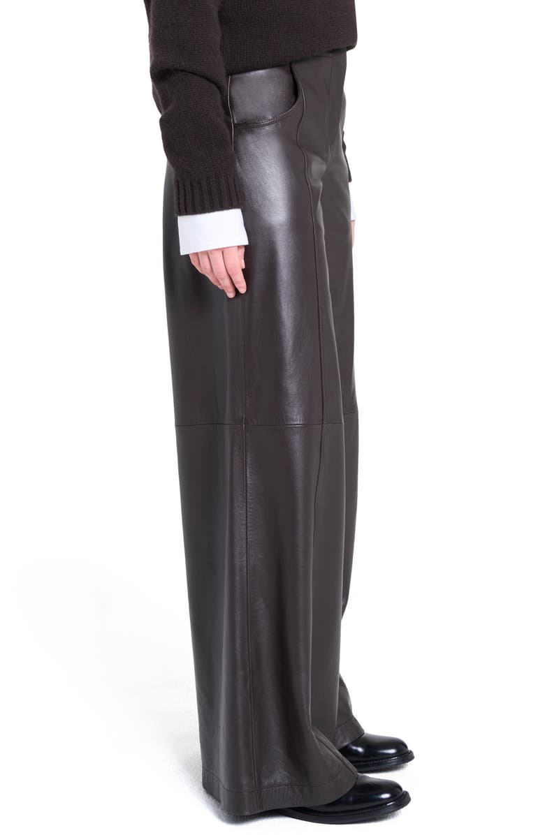 TWP Demie Topstitch Wide Leg Pants, Alternate, color, Chocolate