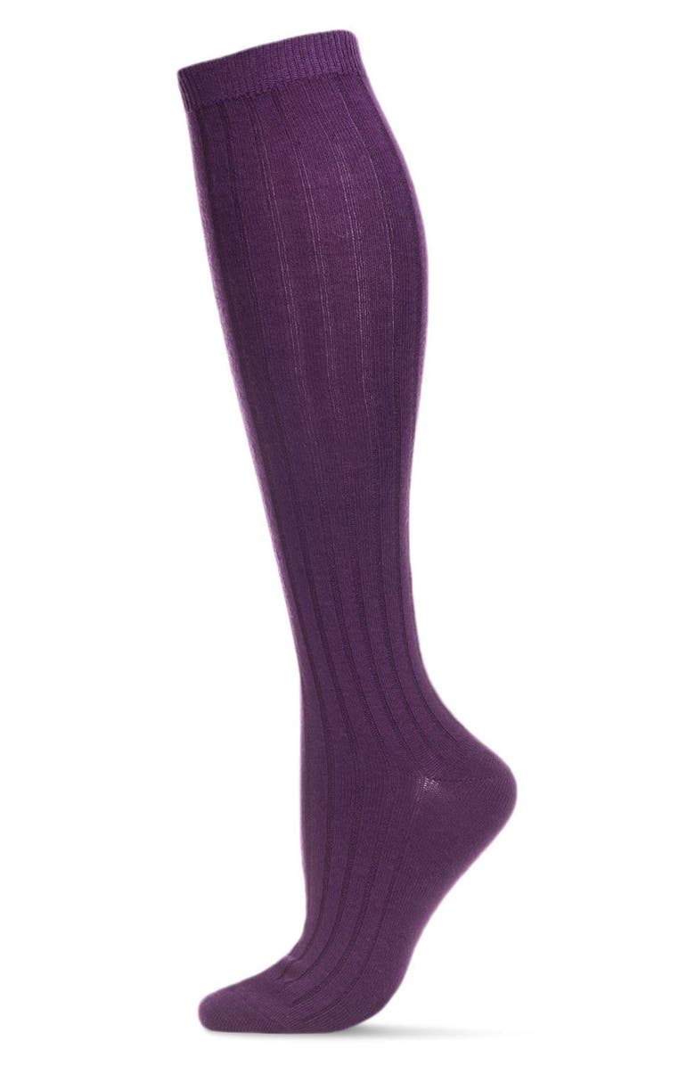 MeMoi Soft Rib Knee High Socks, Main, color, Blackberry