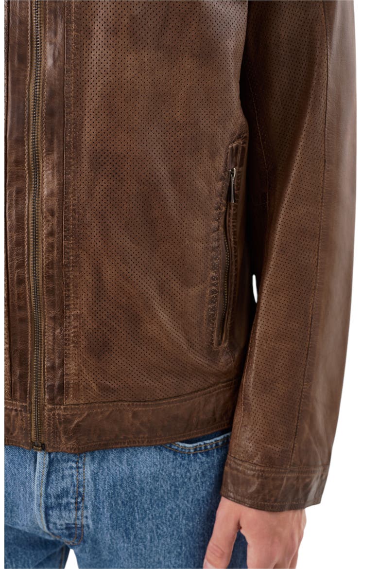 Perforated Leather Jacket, Alternate, color, GREY