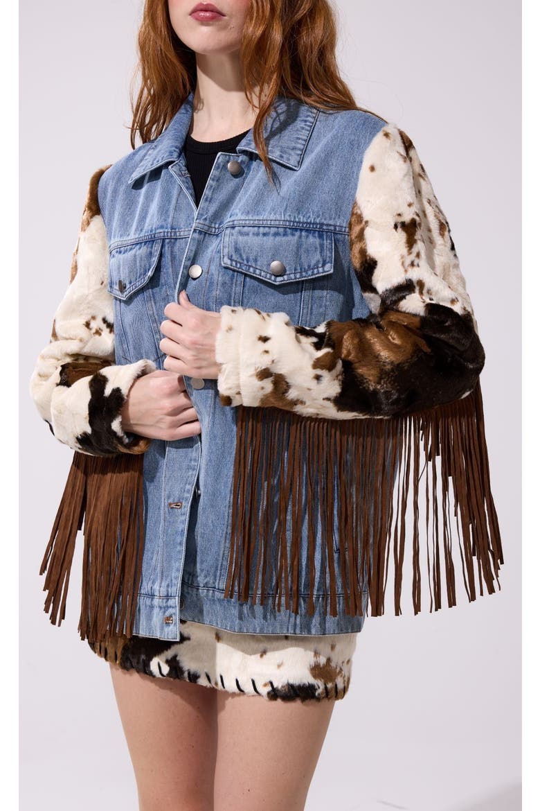 Lila Fringe Jacket, Main, color, DENIM