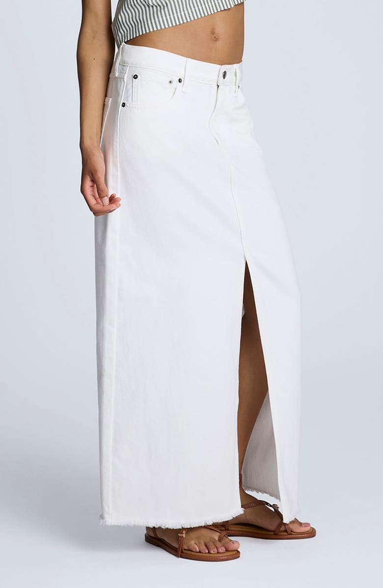 Kenneth Cole Frayed Hem Denim Maxi Skirt, Alternate, color, Pure White