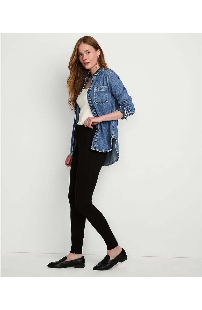 Lands' End High Rise Ponte Polished Leggings, Alternate, color, Black