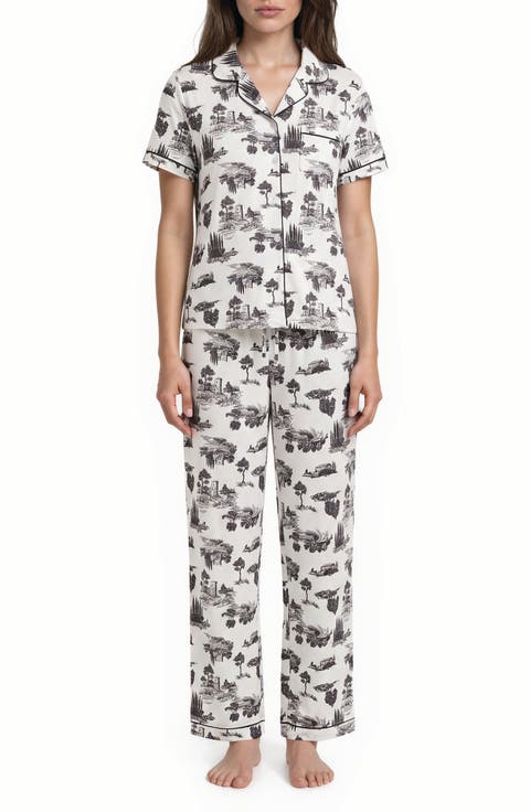 Brenna Piped 3-Piece Pajamas