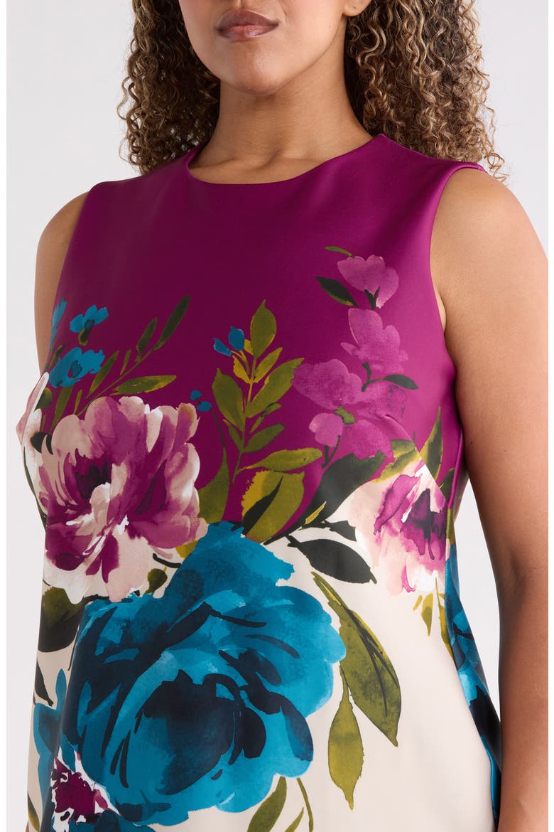 Floral Print Scuba Sheath Dress, Alternate, color, BEET MULTI