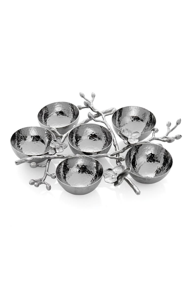 'White Orchid' 6-Compartment Plate, Main, color, METALLIC SILVER