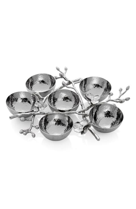 'White Orchid' 6-Compartment Plate