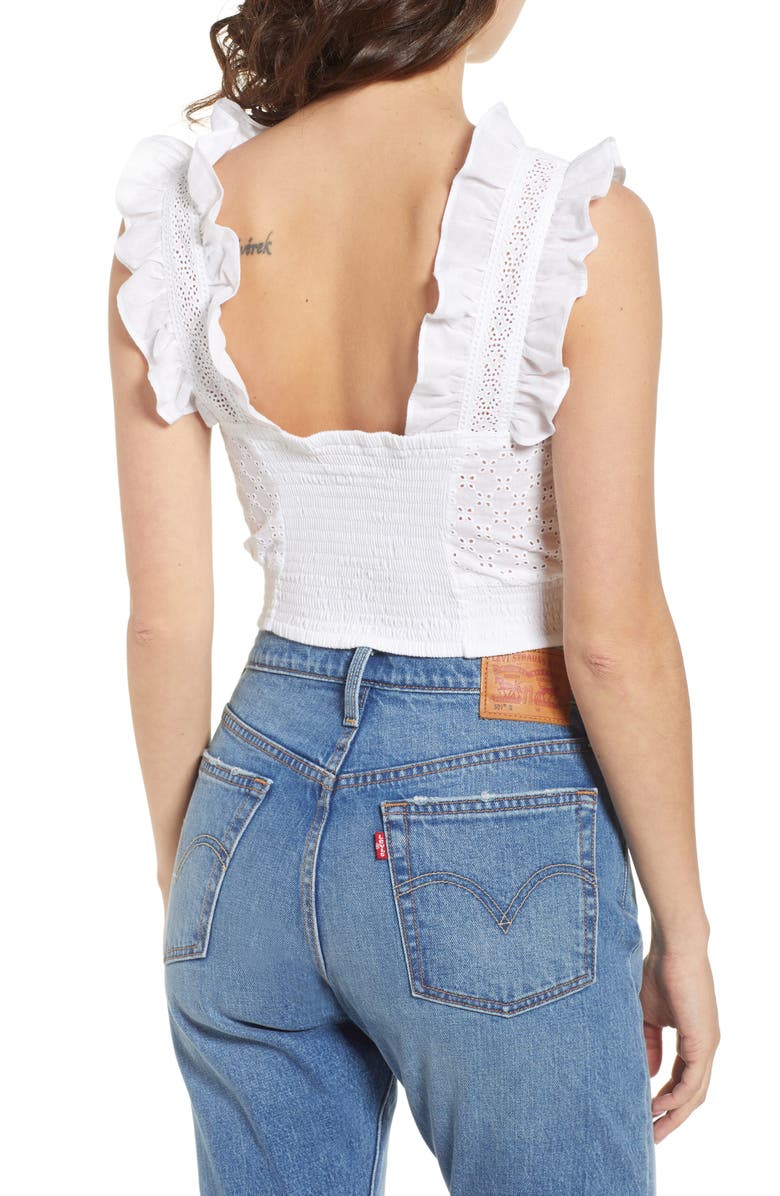 BP. Ruffle Eyelet Crop Top, Alternate, color, 