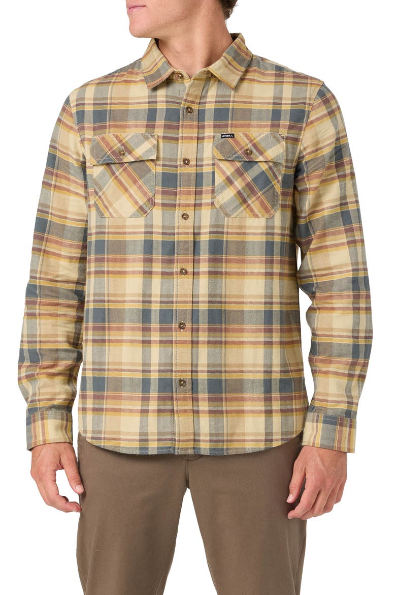 Winslow Plaid Cotton Flannel Button-Up Shirt, Main, color, TWILL