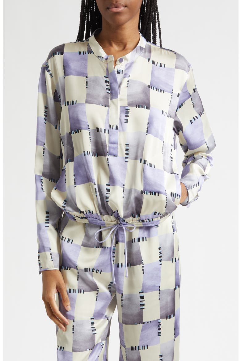 Check Satin Top, Main, color, PURPLE
