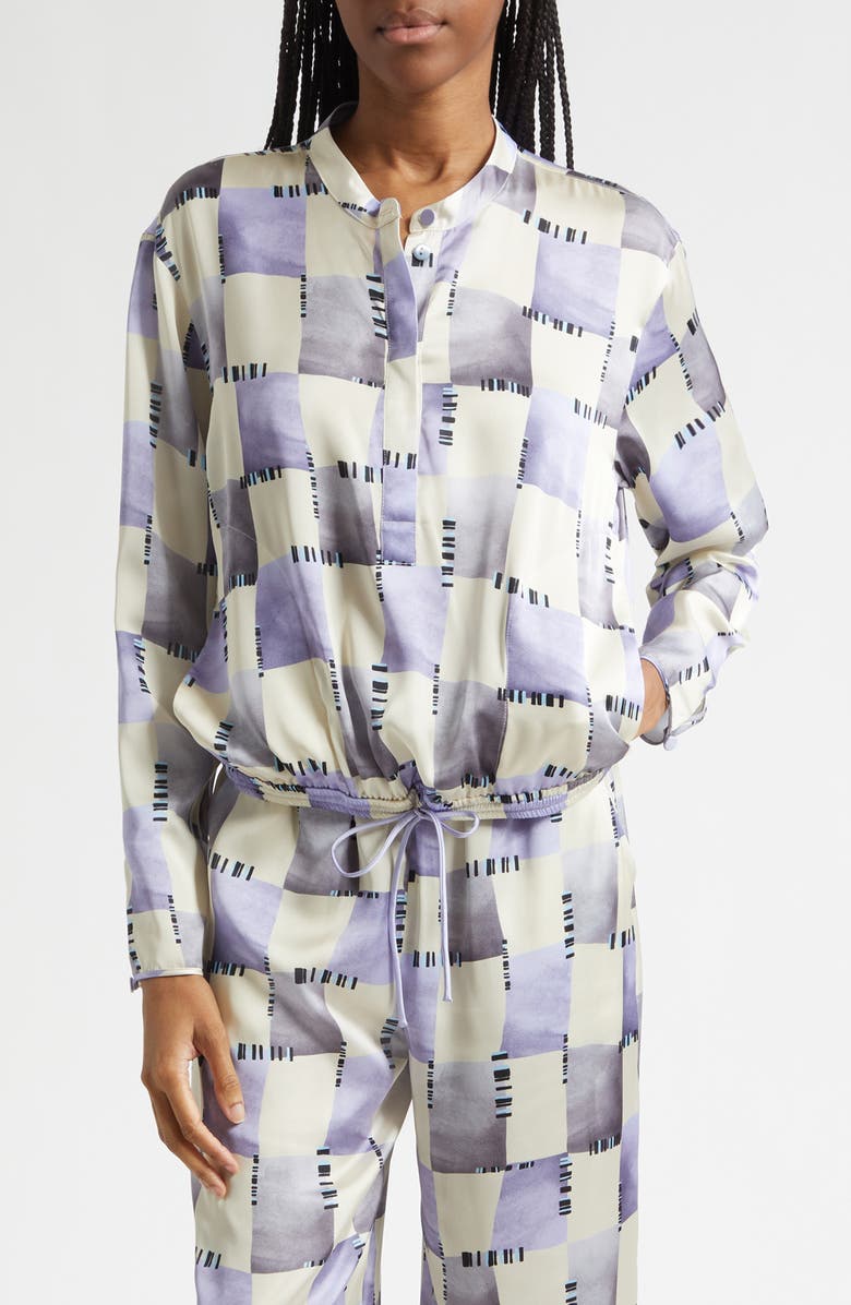 Emporio Armani Check Satin Top, Main, color, Purple