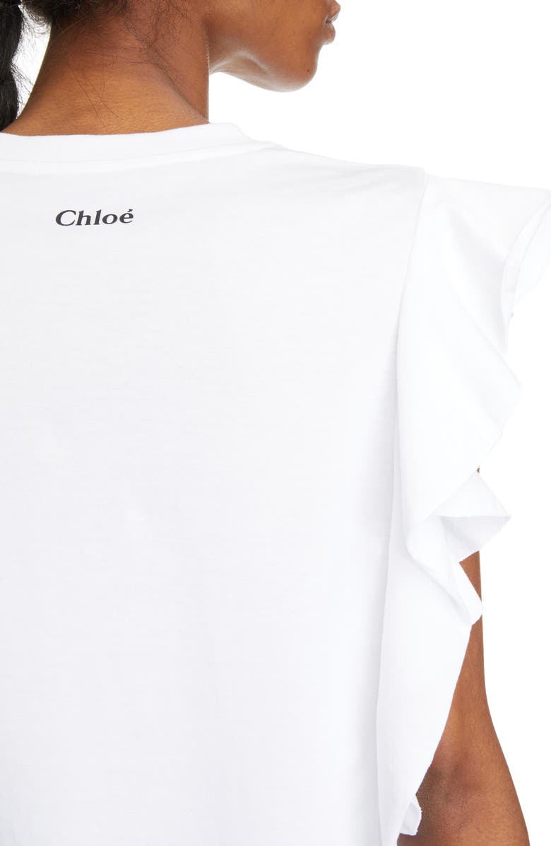 Chloé Ruffle Cotton Jersey Tank, Alternate, color, 
