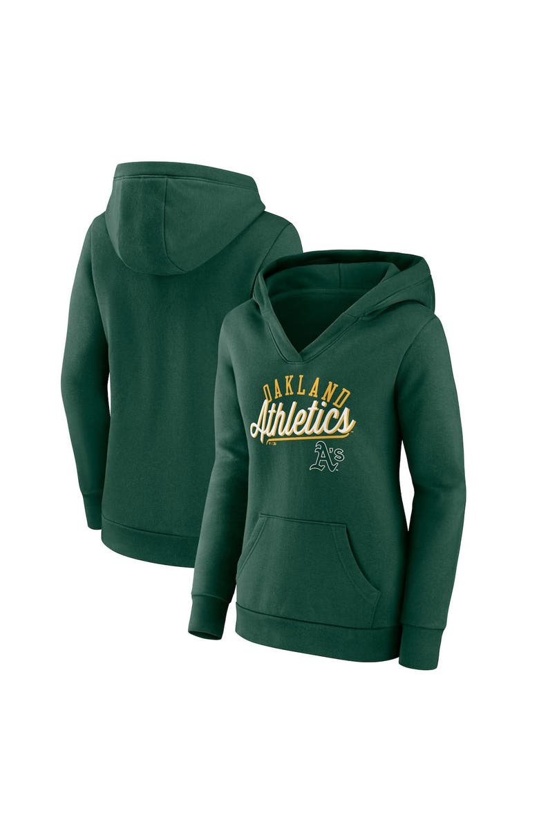 FANATICS Women's Fanatics Branded Green Oakland Athletics Simplicity Crossover V-Neck Pullover Hoodie, Main, color, Hunter Green