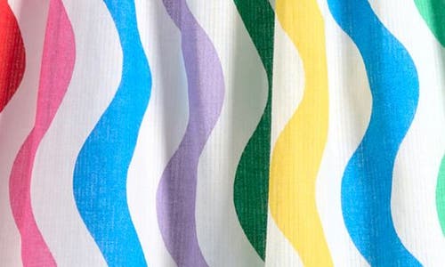 Shop Mini Boden Kids' Stripe Tiered Cotton Sundress In Multi Wave