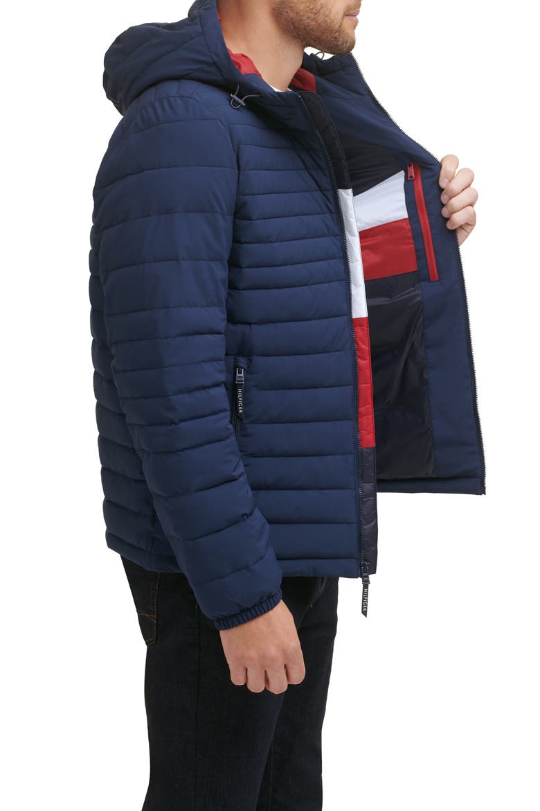 Stretch Quilted Hooded Puffer Jacket, Alternate, color, MIDNIGHT