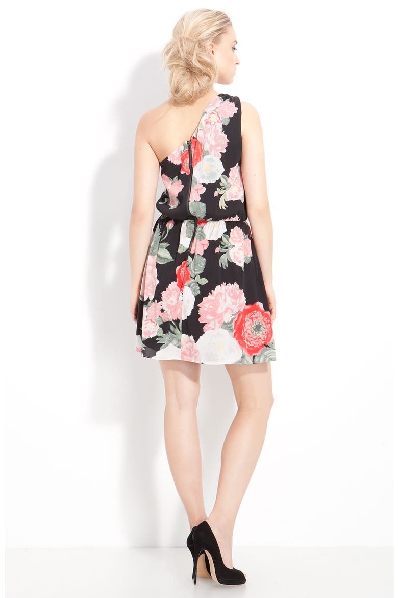 One Shoulder Stretch Silk Dress, Alternate, color, DNU/BOUQUET PRINT