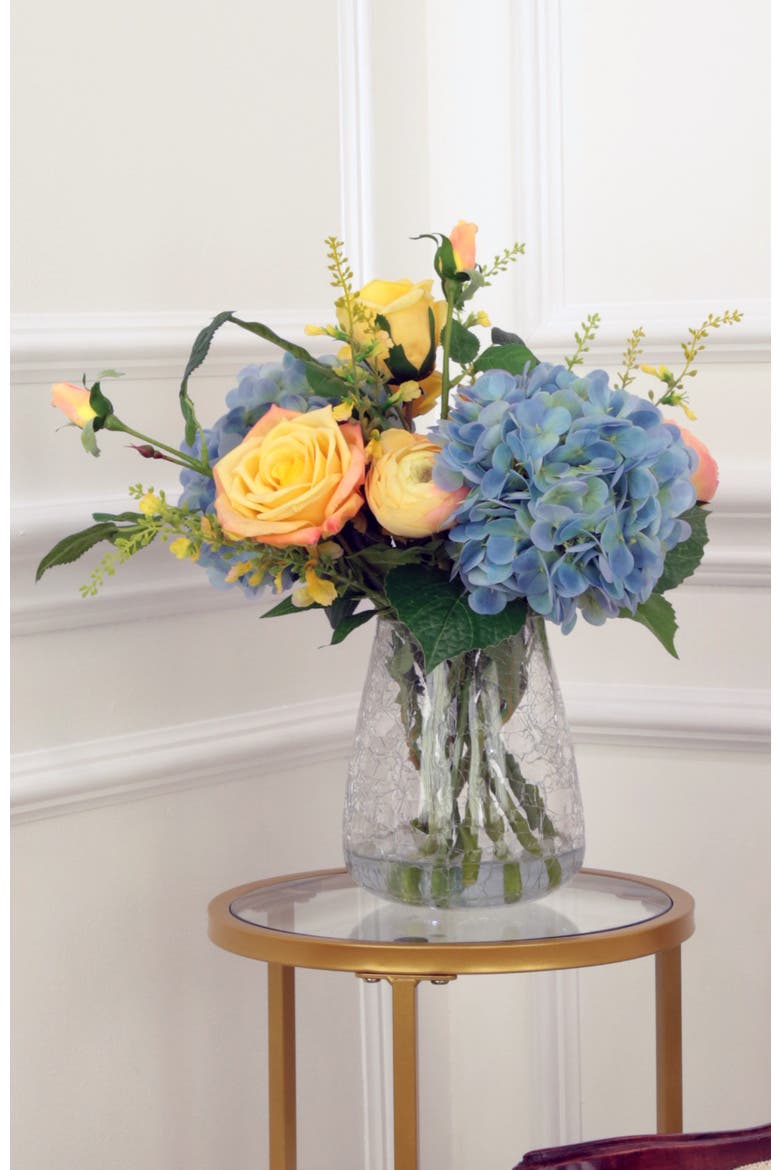 Rose Hydrangea Crackle Vase, Main, color, Yellow