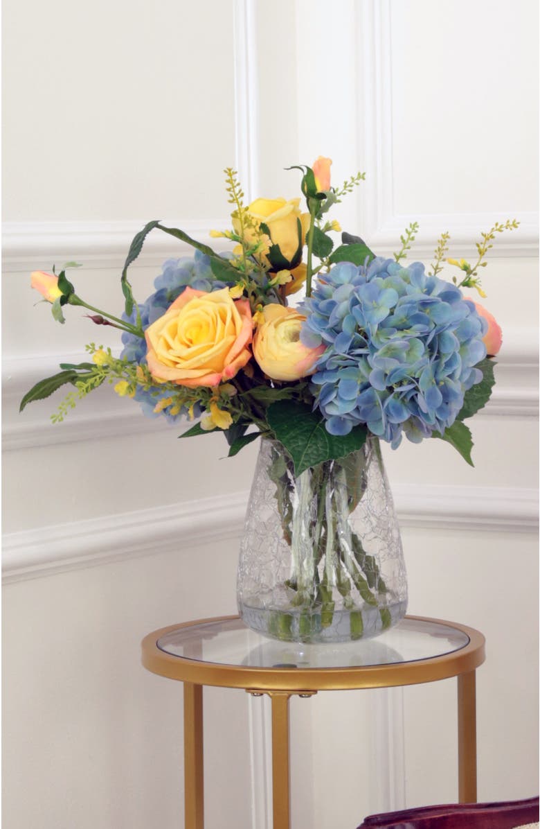 Mark Roberts Rose Hydrangea Crackle Vase, Main, color, Yellow