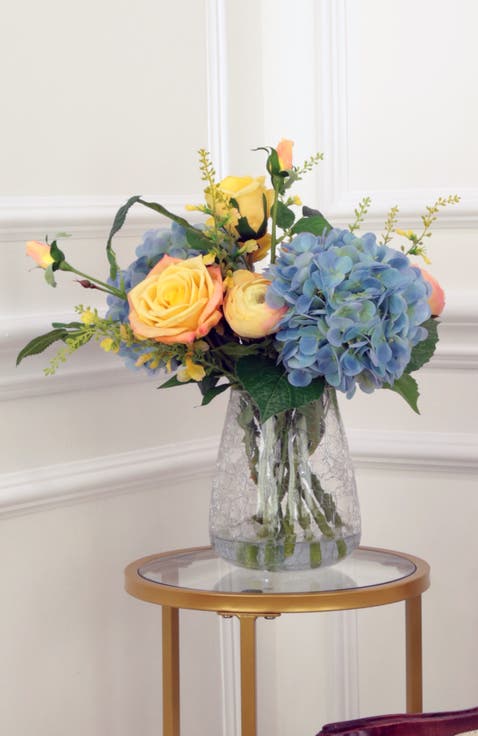 Rose Hydrangea Crackle Vase