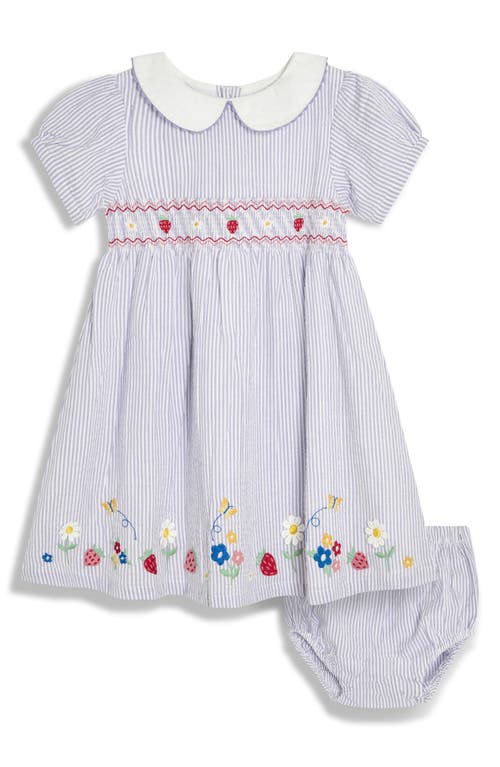 Jojo Maman Bébé Jojo Maman Bebe Strawberry Embroidered Smocked Dress With Bloomers In Lilac