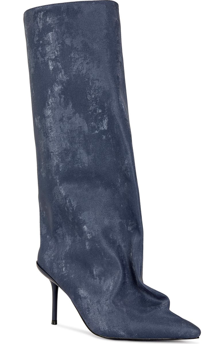 AZALEA WANG Couture Crazy Pointy Toe Knee High Boot, Main, color, Blue