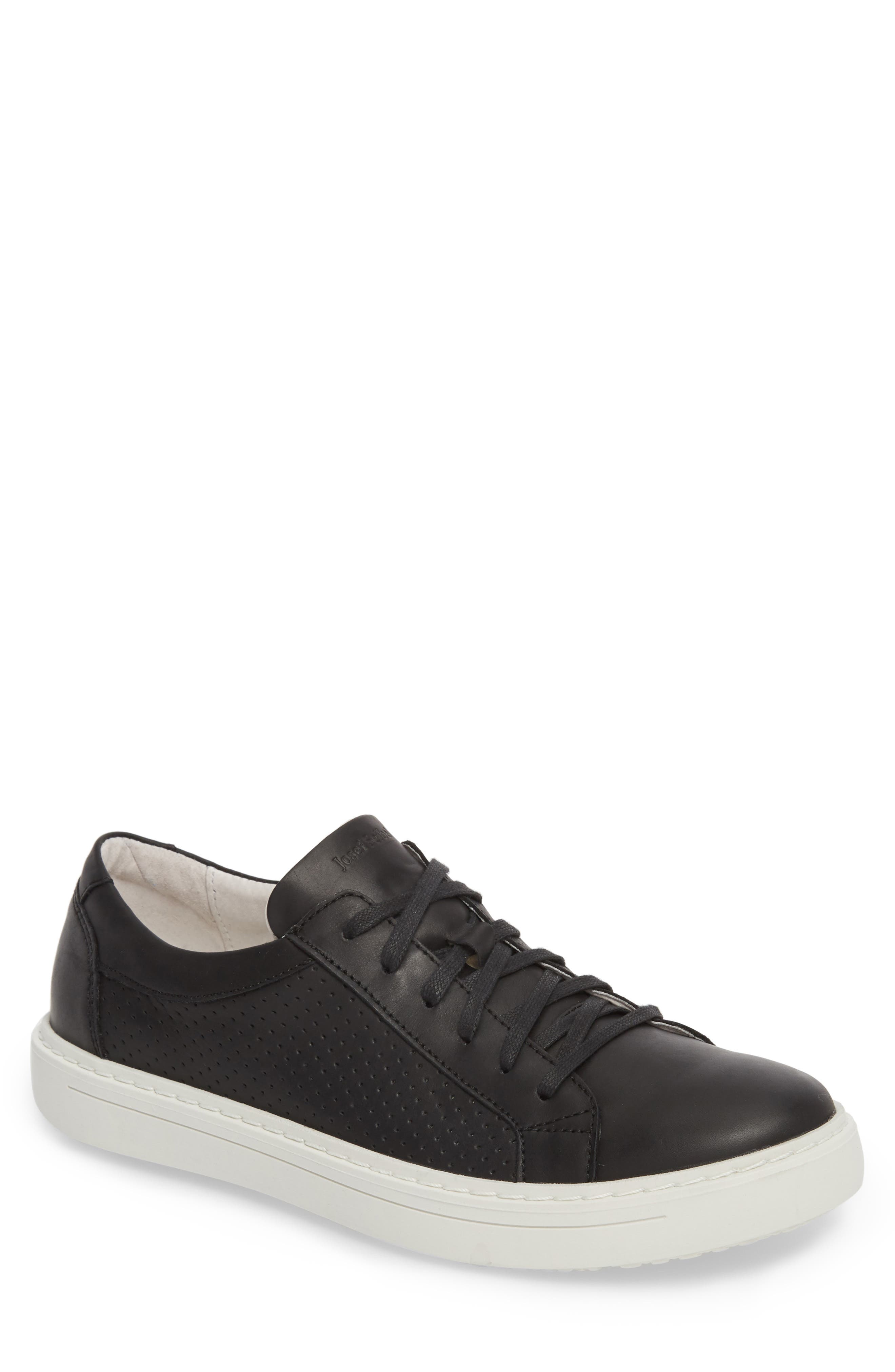 Quentin 13 Perforated Sneaker, Main, color, BLACK LEATHER
