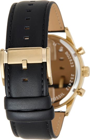 Flynn Chronograph Leather Strap Watch, 48mm