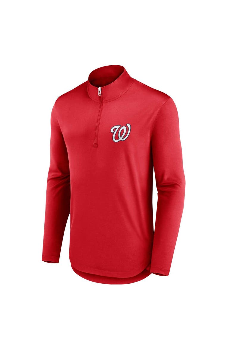 Men's Fanatics Branded Red Washington Nationals Quarterback Quarter-Zip Top, Alternate, color, Red