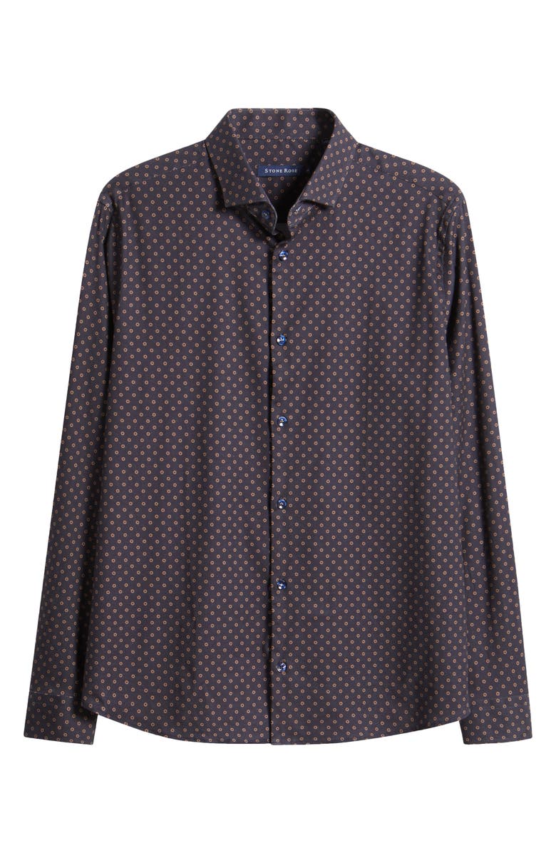Stone Rose Modern Dot Print Button-Up Shirt, Alternate, color, 