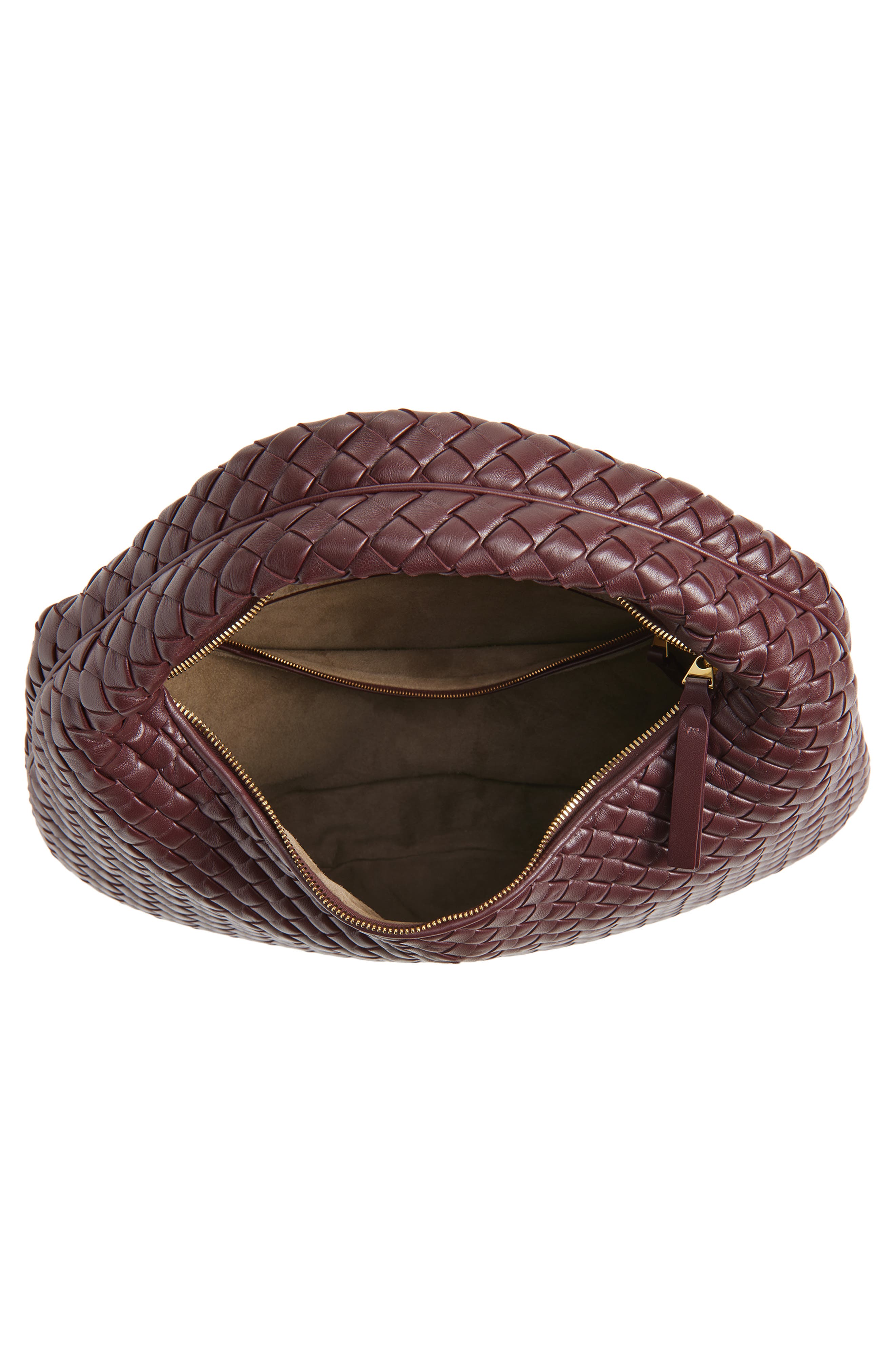 Bottega Veneta Borsa Intrecciato Leather Shoulder Bag, Alternate, color, 6147 Deep Mahogany-Mb